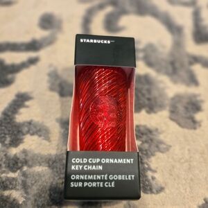 Starbucks 2024 Collection Red Swirl Peppermint Cold Cup Ornament Key Chain NWT